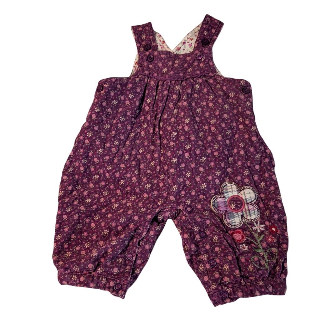 Y2k Children's Place Purple Floral Print Corduroy Infant Girl Romper